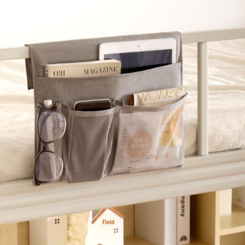 New Storage Basket Hanging Storage Rack Bed Remote Control Bookshelf Dormitory Storage Bag Stand With Hook Bedside Pocket