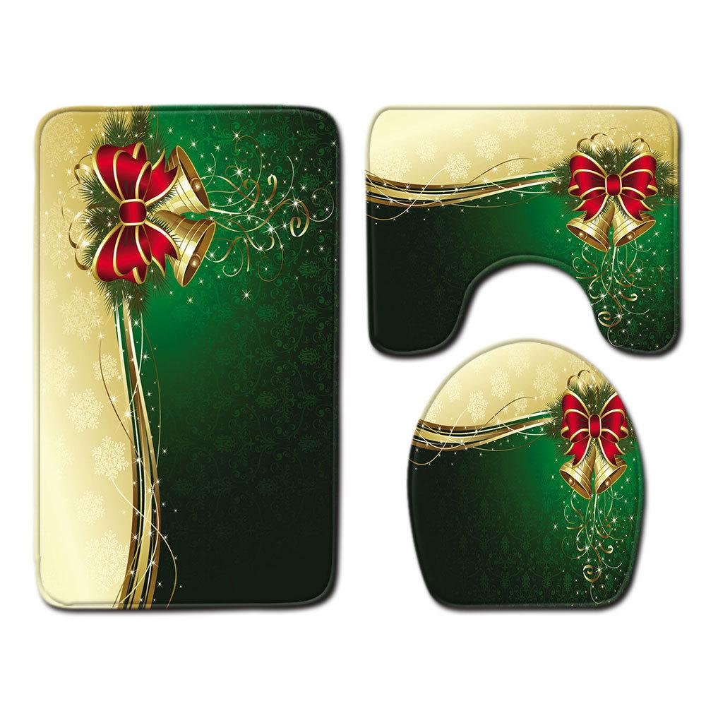 Christmas Bathroom Floor Mat Toilet Three-Piece Set