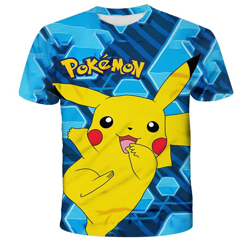 

Summer Children s Pokemon Fashion Clothing Boys Short Sleeved Pikachu Girls Casual T-shirts 160