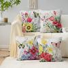 4 Stück Bunte Blume Schmetterling Aufdruck Kissenbezug Polyester Kissenhülle 2D Flach Garten Frühling Dekor Jetzt
