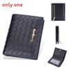 Pu Leather Womens Short Wallet With Weaving Pattern Design And Letter Decor For Daily Use