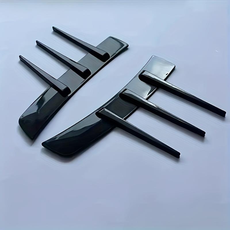 1 Pair 3D Glossy Black Car Body Stickers - Aerodynamic Front Lip Spoiler-like Panels, Easy Peel & Stick Adhesive for Doors, Hood