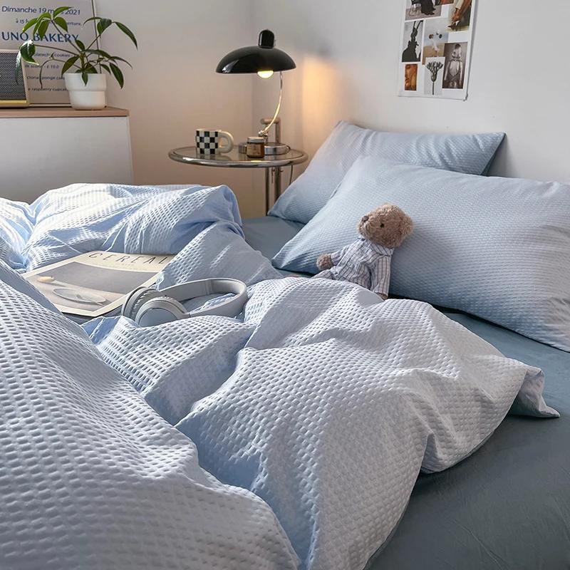 2025 New Waffle Single Quilt Cover Solid Color Skin Friendly Comforter Duvet Cover 150x200 220x240 Bedding