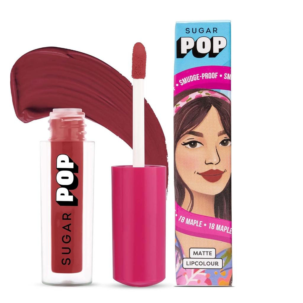 Sugar Pop Matte Lipcolour Long Lasting Smudgeproof Liquid Lipstick Highly Pigmented Velvet Lip Color 1.6 Ml 18 Maple
