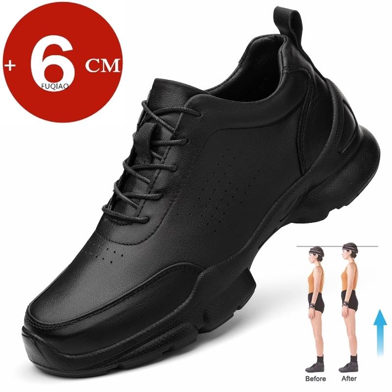 

Fashion Cow Leather Elevator Shoes Men Luxury Leisure Sports Walking Hiking Cowhide Sneakers Height Increase Breathable Women Sneakers 36