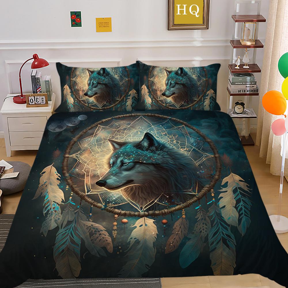 

Пододеяльники с принтом волка из микрофибры, односпальный комплект постельного белья, детский мягкий высококачественный домашний комплект постельного белья EU Single 135x200cm