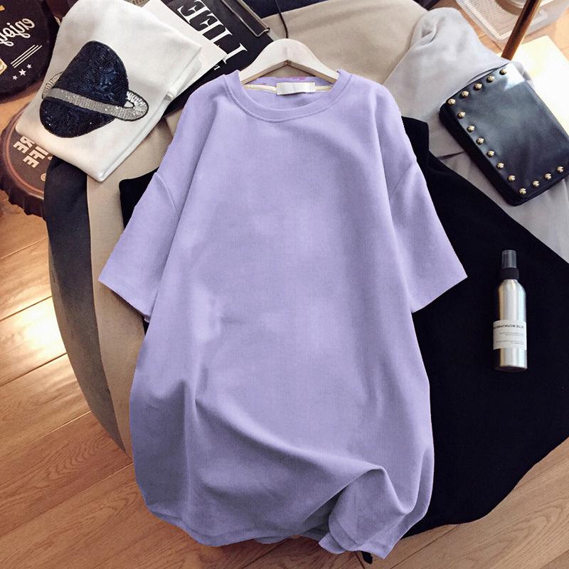 Maternity Summer Short-Sleeve Cotton T-Shirt - Fashionable Loose Fit Mid-Length Top for Expecting Moms (2023)