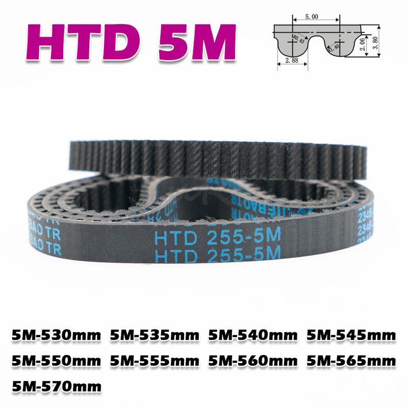 HTD 5M Rubber Closed Loop Timing Belt Perimeter HTD5M 530 535 540 545 550 555 560 565 570mm CNC Transmission Width 10~50mm Drive