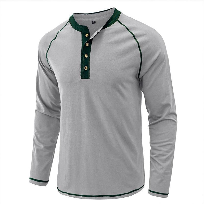 Erkek Fit Uzun Kollu Henley Gömlek İç Giyim Günlük Temel Üstler 4 Düğmeli Nefes Alabilen Tişörtler Atletik Egzersiz Nem Emici Tişörtler Erkek için