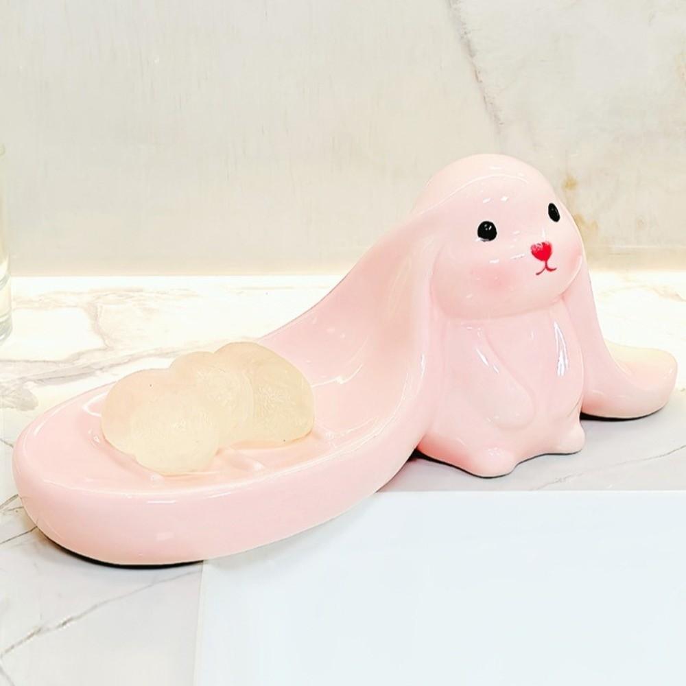 Soap Box Rabbit Soap Dish Cute Bathroom Decor Organizer Long Eared Rabbit Soap Holder  Kitchen