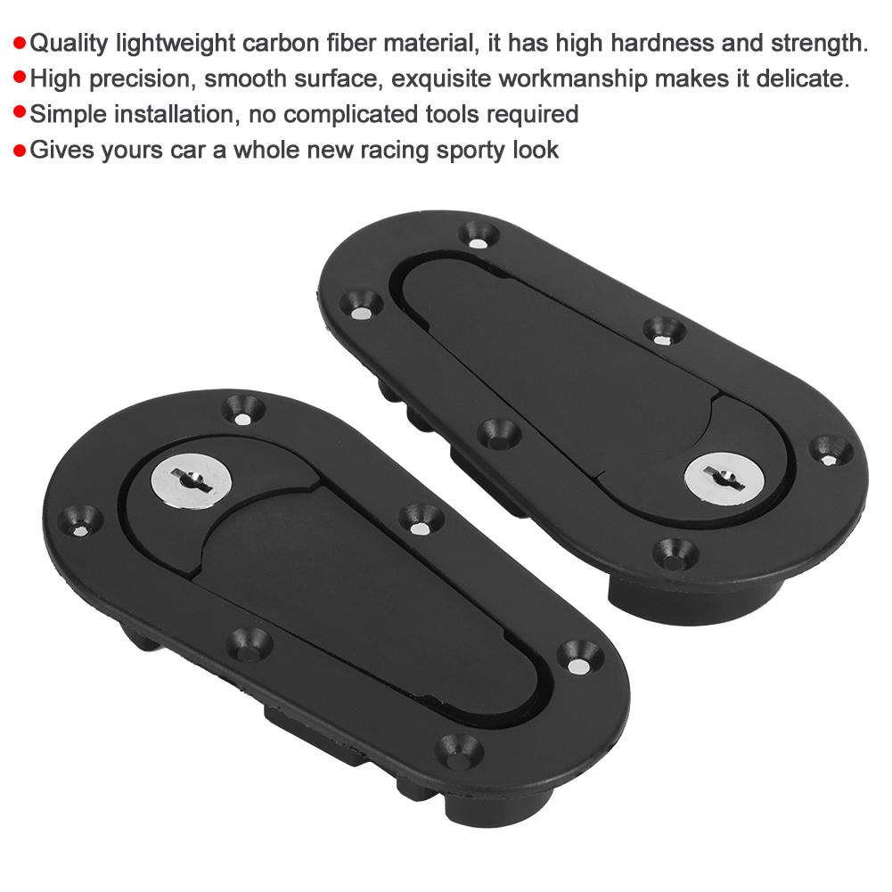 Rennwagen Motorhaubenstift aus Kohlefaser Universelles Motorhaubenverschluss-Set mit Schlüsseln Schwarz