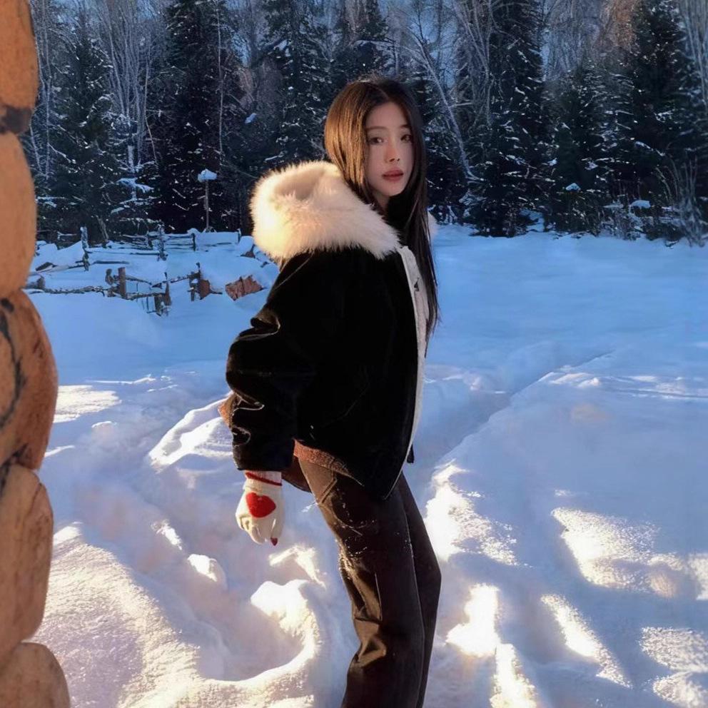 Women's New Fashion Cold Fluffy Thickened Warm Loose High-quality Fabric Casual Outdoor Travel Sports Cotton Leather Jacket Jacket