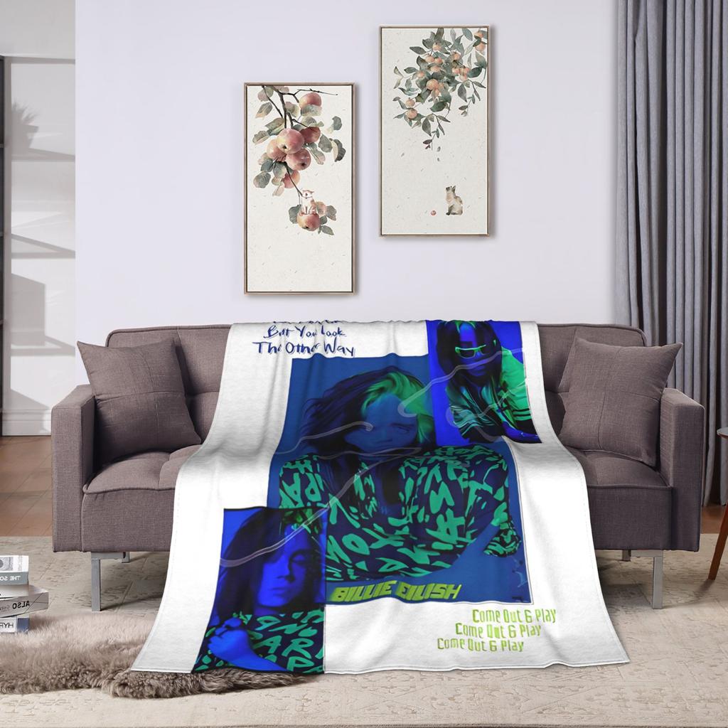 Aesthetic Bootleg B-Billies Eilish Hip Hop Blanket Fleece Decoration   Super Warm Throw Blankets for Sofa Office Bedspread