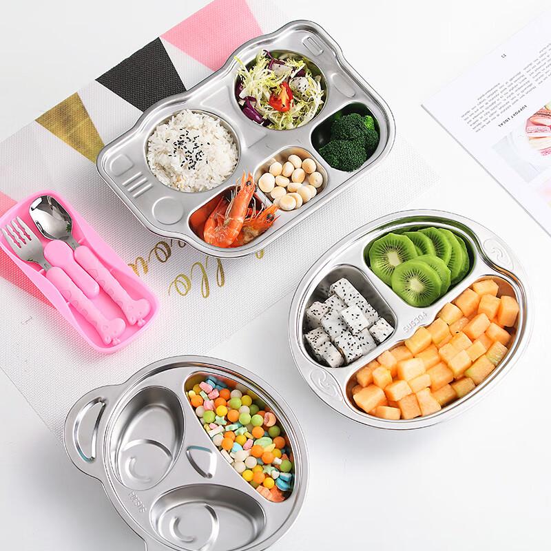ZISIZ 304 Stainless Steel Divided Kids Dinner Plate