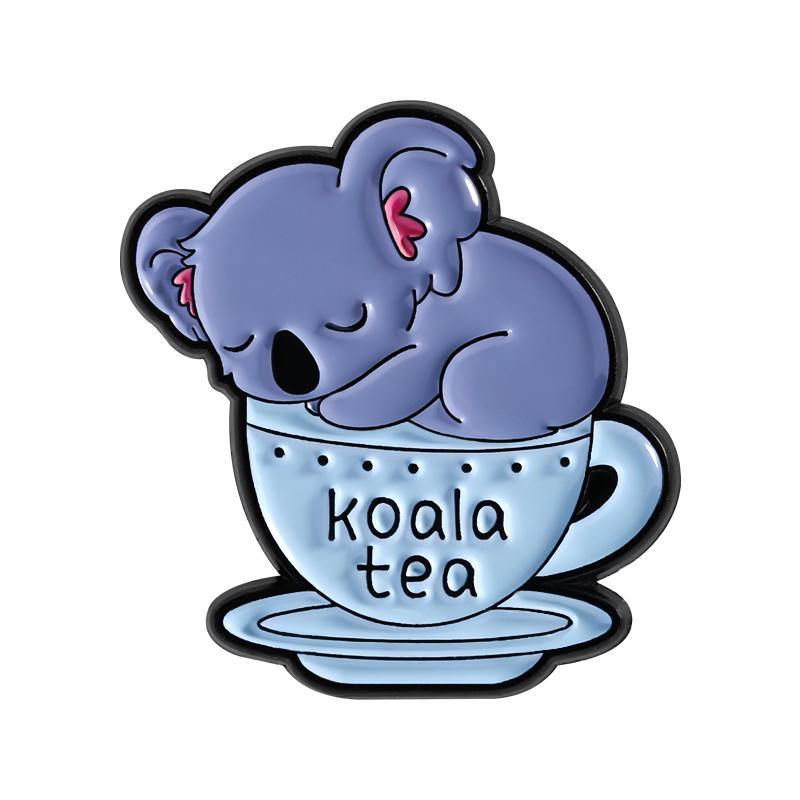 

Koala Tea Enamel Pins Funny Cute Brooches Lapel Badges Lovely Doctor Cartoon Animal Pun Jewelry Gift for Friends
