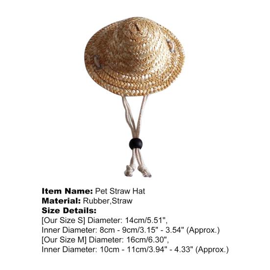 Cappello per Animali Traspirante di Paglia Estivo Animale Domestico Creativo Fatto a Mano Cappellino da Sole per Esterno