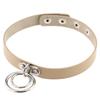 Europeisk og amerikansk punkstil lær dobbel ring choker halskjede