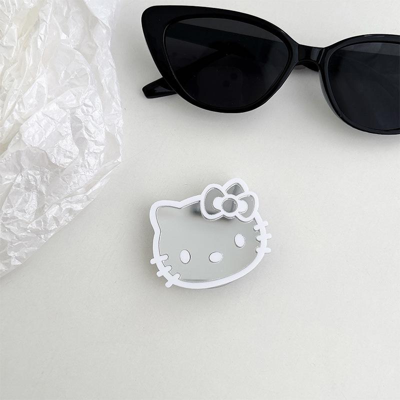 Color Lines Kt Cat Mirror Mobile Phone Airbag Bracket Back Sticker Retractable Portable Niche Lazy Ring Buckle Women'S Model