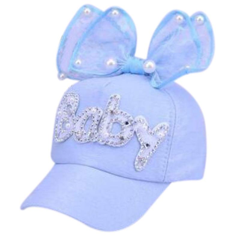 Children Adjustable Hat Baby Girl Casual Outdoor Letter Pattern Baseball Cap Breathable Visor Hats With Bowknot