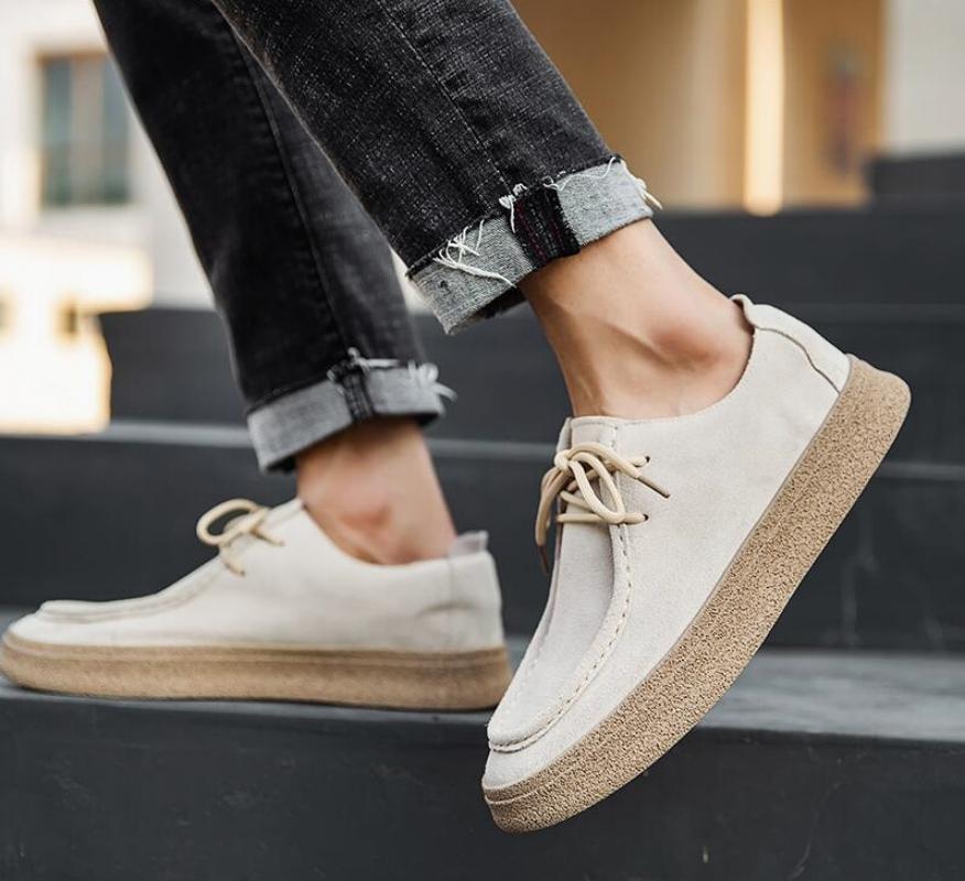 Fashion Men's Classic Retro Casual Shoes Lace-up Cow Suede Genuine Leather Mens Comfortable Driving Flats Men Outdoor Oxfords