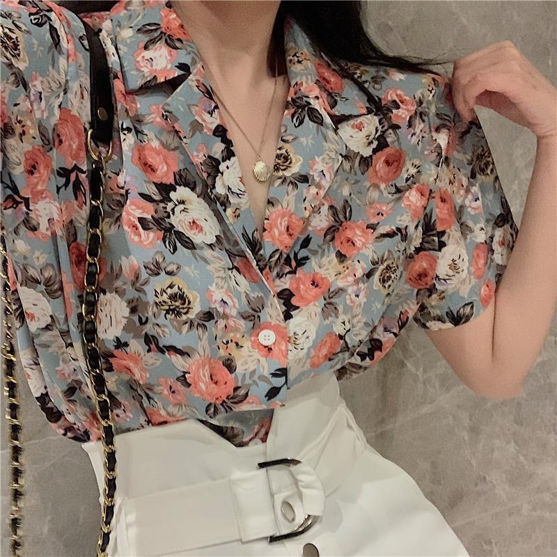 Retro Floral Chiffon Blouse - New Summer French Style