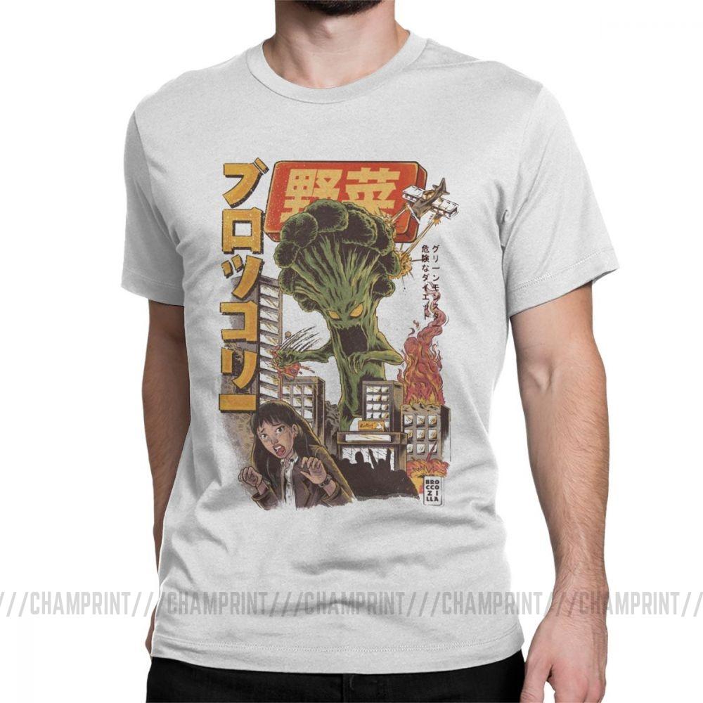 Giant Mushrooms Monster Clothes Demon Broccozilla T Shirts For Men Broccoli Funny Japanese Anime T