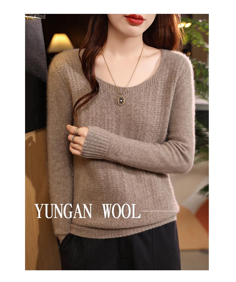 2026 Women's V-Neck Pure Wool Autumn/Winter Slimming Knitted Sweater