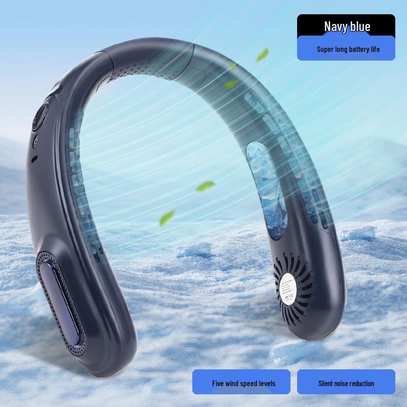 2025 L19 Bladeless USB Rechargeable Neck Fan - Portable, Long-Lasting Mini Fan for Outdoor Camping.