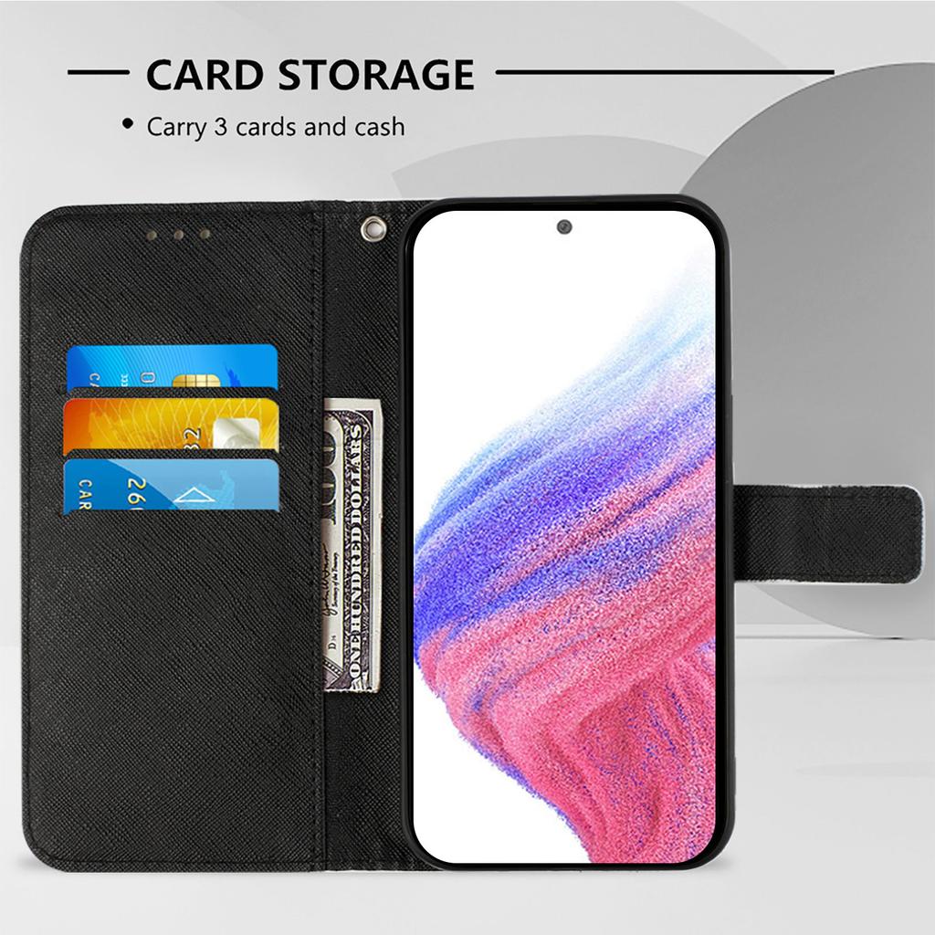 For Samsung Galaxy S24 FE Leather Case Pattern Printing Wallet Stand Mobile Cover with Strap