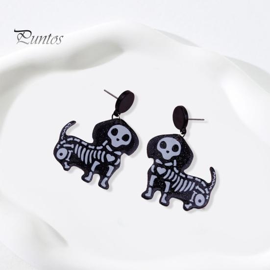 1 Pair Halloween Earrings Spooky Chic Bat Cat Skull Lightweight Trendy Personality Fun Comfortable Earrings