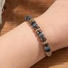 Temu Men's Black Hematite and Weathered Stone Beaded Bracelet