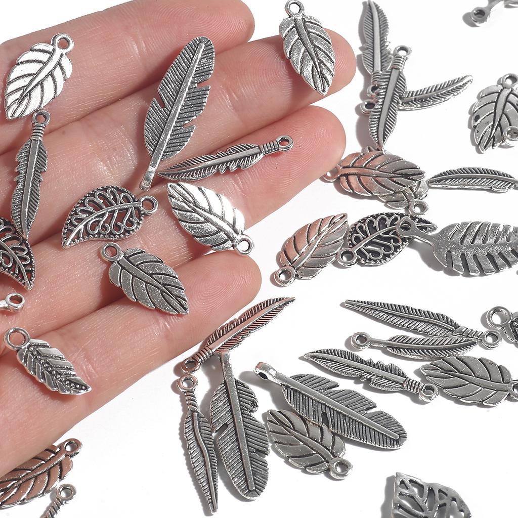 10-50pcs 10 Styles Metal Zinc Alloy Leaves Charms Fit Jewelry Pendant Charms Makings