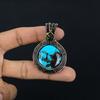 Tibetan Turquoise Pendant, 999 Copper Wire Wrapped Gemstone Jewelry, Handmade Pendant, For Thanksgiving