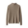 Women's Versatile Solid Color Wool Knit Sweater - Loose Half-High Collar, Long Sleeve Autumn & Winter Base Layer.