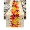 Thanksgiving Pumpkin Printed Table Flag Family Gathering Dinner Pastoral Restaurant Warm Home Decoration Sunflower Maple Leaf Flower Table Runner