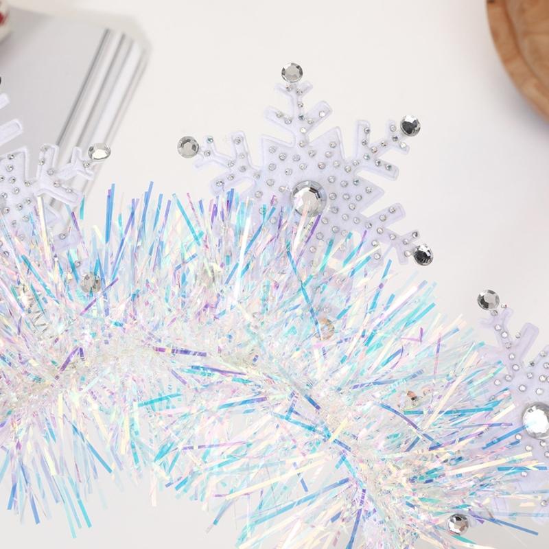 White Snowflake Headband Glittering Rhinestones Women Hair Bands Hair Decors Suitable for Holiday and Winter Gatherings