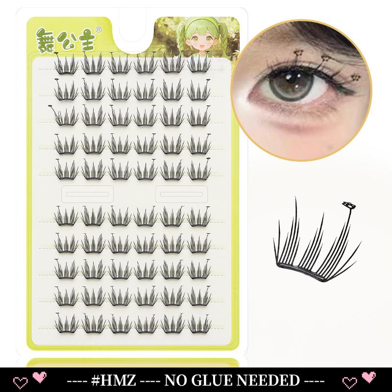 10 Rows Cluster Cat Eye No Glue Lashes Reusable Self Adhesive Glue Free Eyelash Natural Lash Manga Anime Lashes Cluster