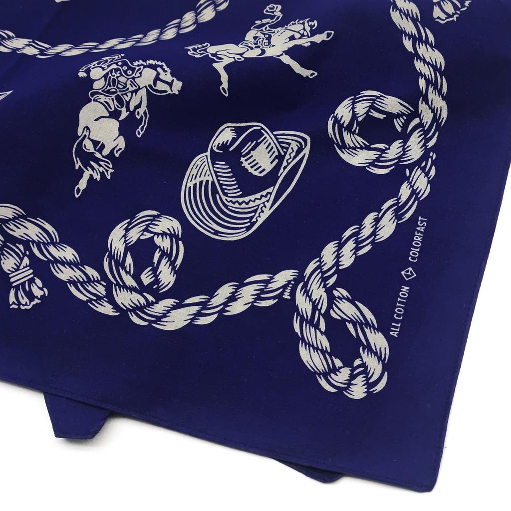 Trifong Bandana Navy Cotton 100% Adult Handkerchief Stylish Unisex Bullfighting Pattern 55cm x 55cm