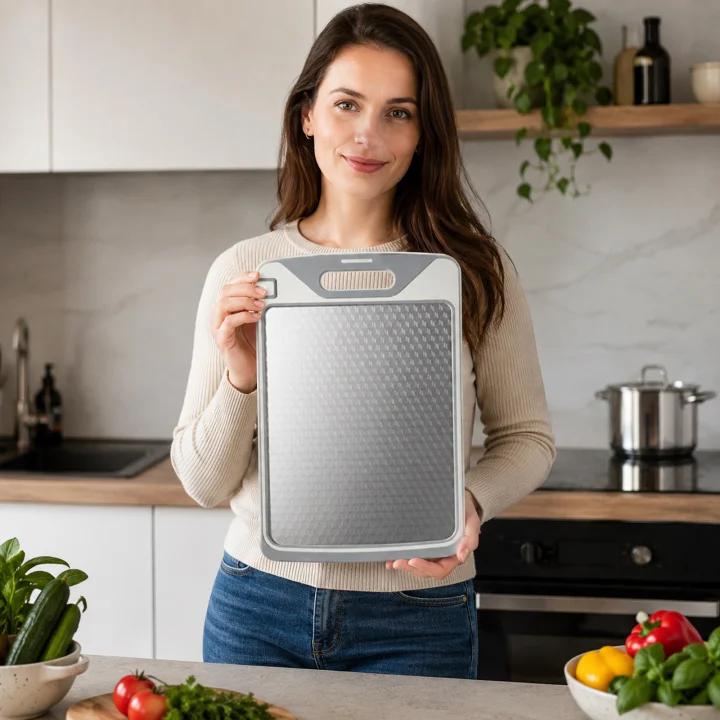 Multi-Functional Double-Sided Cutting Board with Built-In Sharpener for Kitchen Cooking Prep
