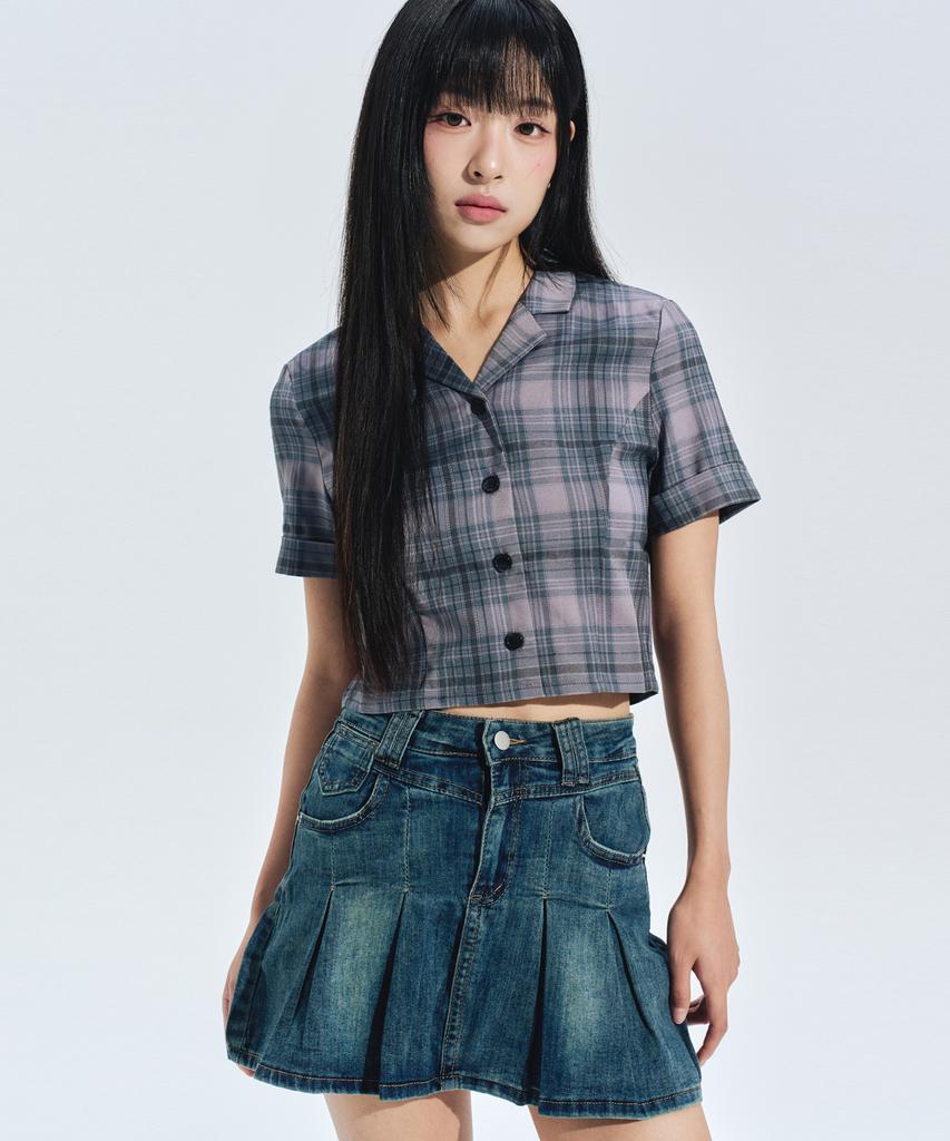 ZEROPLANET Teen Crop Shirt [Check]