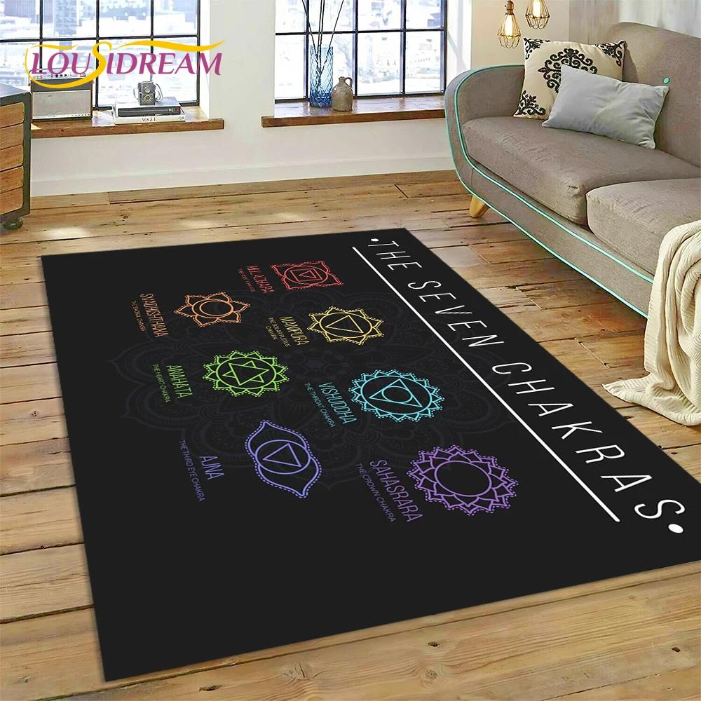 3D Yoga Meditation Rainbow 7 Chakra Carpet Rug for Bedroom Living Room Home Sofa Decoration,Children Game Large Decor Floor Mat