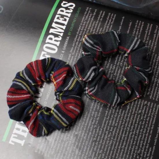 2pcs Plaid Scrunchies Set Autumn and Winter Women Hair Elastic Hair Bands Girls Hair Ties Ponytail Holders  Hair Accessories
