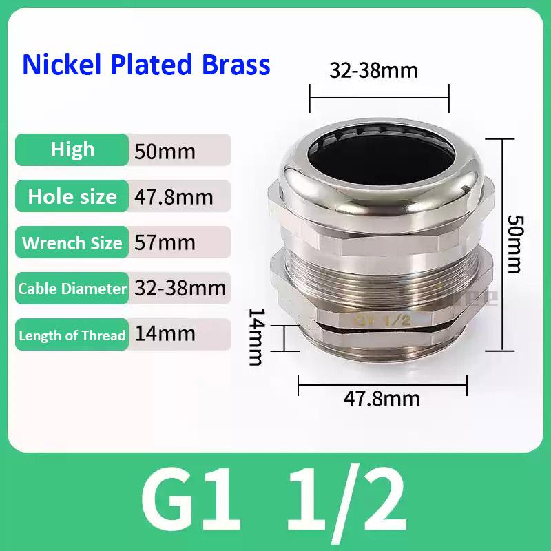 Waterproof Cable Gland IP68 Nickel Plated Brass 1/4" 3/8"1/2" 3/4" 1" 2" 3" BSPP/NPT Male Thraed For 3-6.5mm 4-8mm Cable Joint