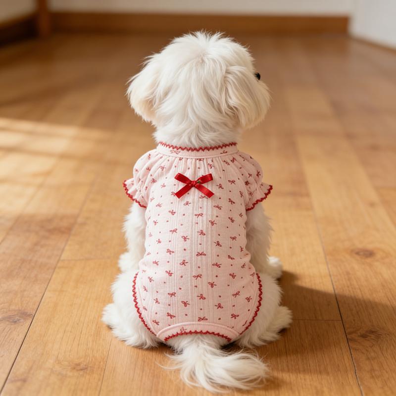 Pet clothes spring and summer new super cute foreign elastic bubble sleeves four feet all-inclusive belly protection clothes dog home clothes