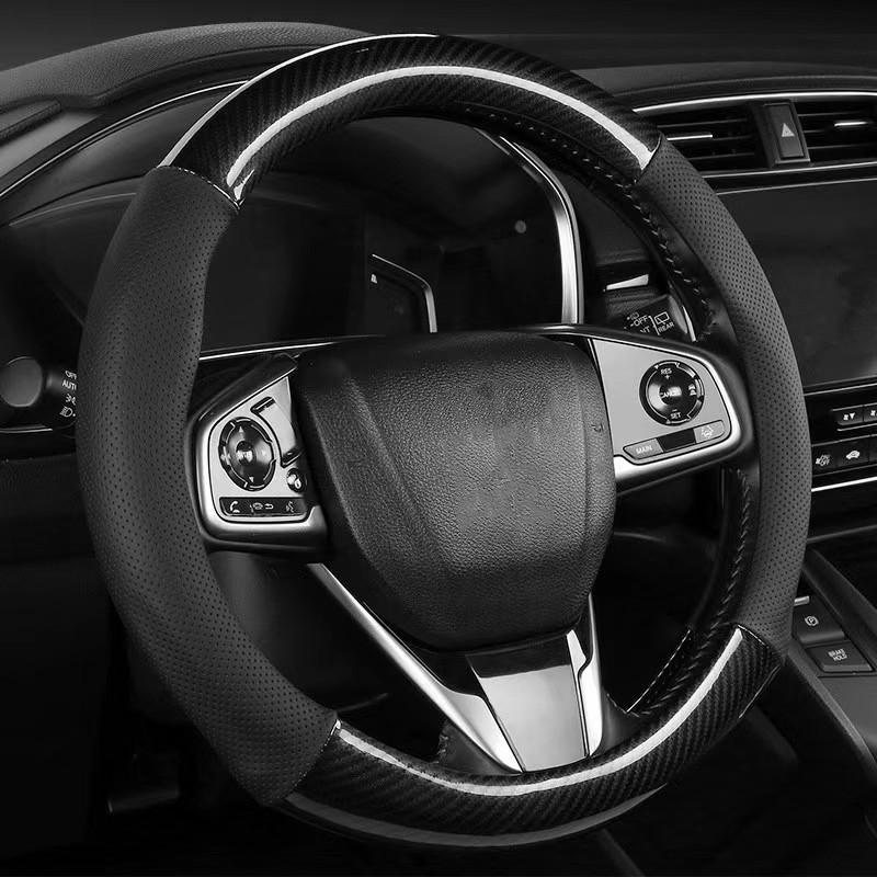 Carbon Suede Fiber Car Steering Wheel Cover Breathable And Sporty All Season Universal Anti Slip And Wear-Resistant Handle Cover