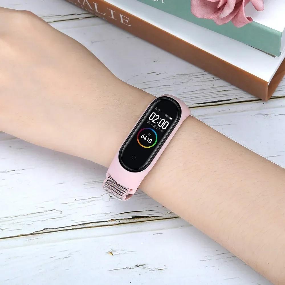 Nylon Loop Strap for Xiaomi Mi Band 9 8 7 6 5 4 3 Breathable Wristband Smartwatch Bracelet Sports Pulsera Watchband Miband 9 NFC