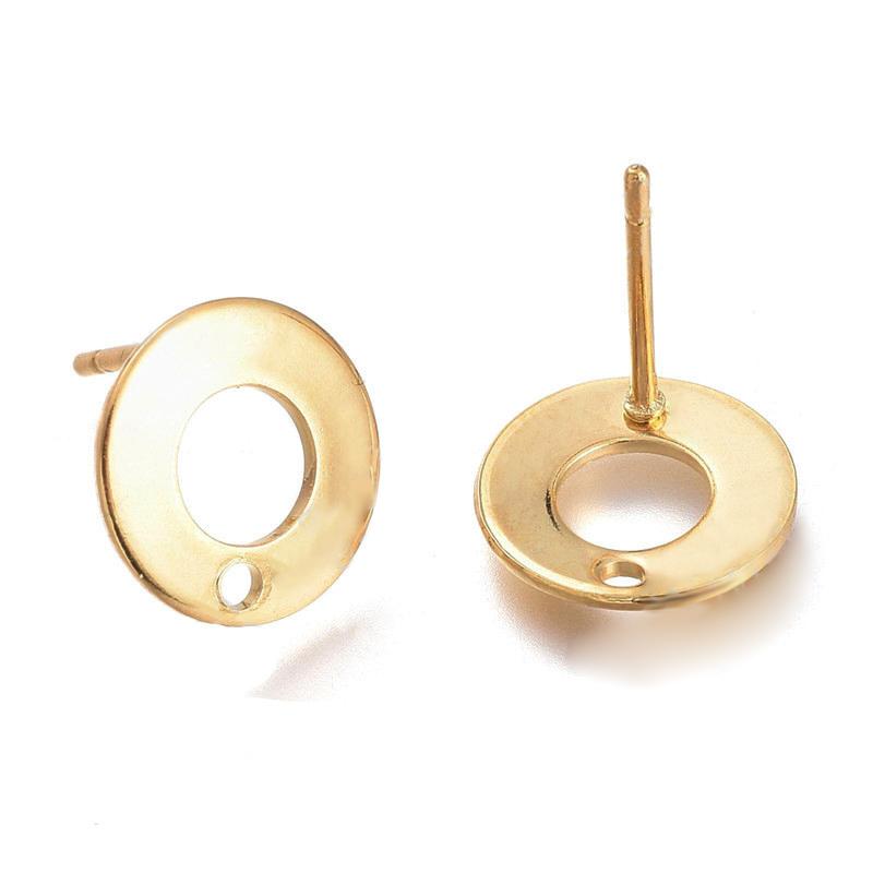 10pcs Gold Color Stainless Steel Moon Star Ear Studs for Earrings Jewelry Making DIY Hole Dangle Charm Earrings Base Accessories