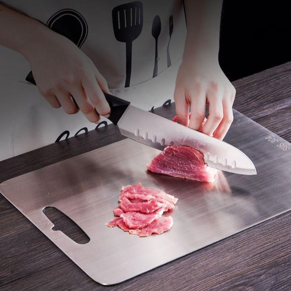 304 Stainless Steel Panel and Chopping Board Kitchen Household Thickened Double Sided Cutting Board Block Kneading Dough Board