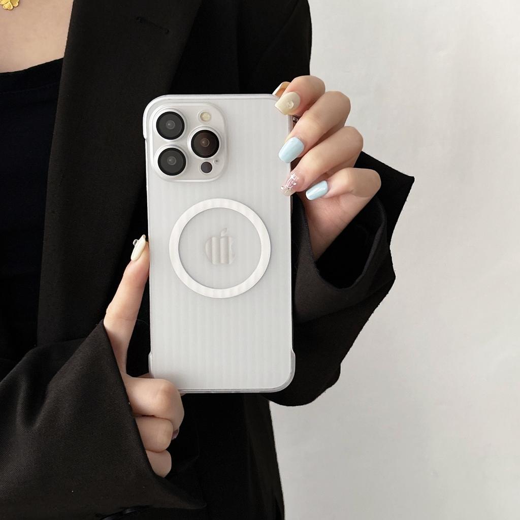 Magnetic Corrugated Pattern for Apple 15 Phone Case Ultra-thin Borderless for IPhone 14 Promax with Advanced Heat Dissipation