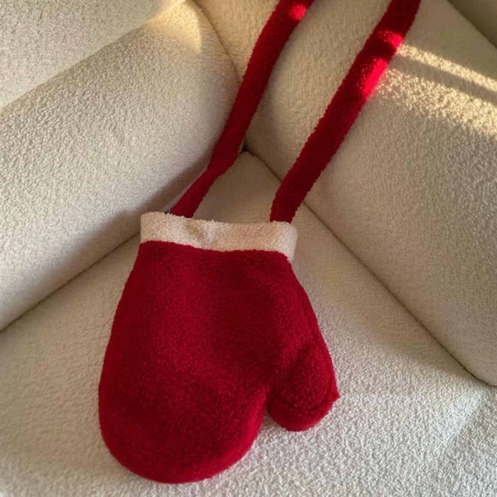 Neujahr Rot Plüschtasche Unregelmäßiger Handschuh Umhängetasche Mode Weihnachten Schultertasche Neujahr